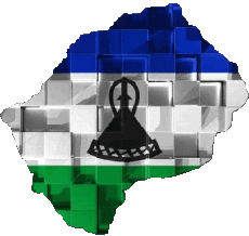 Flags Africa Lesotho Map 