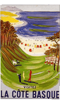Humor -  Fun Retro Posters - Places France Cote Basque 