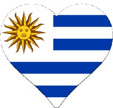 Flags America Uruguay Heart 