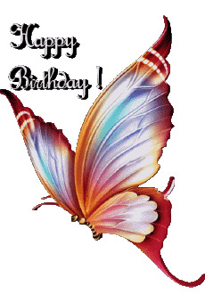 Nachrichten Englisch Happy Birthday Butterflies Transparenter Hintergrund 008 
