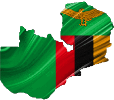 Banderas África Zambia Mapa 