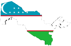 Banderas Asia Uzbekistán Mapa 