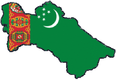 Fahnen Asien Turkmenistan Karte 
