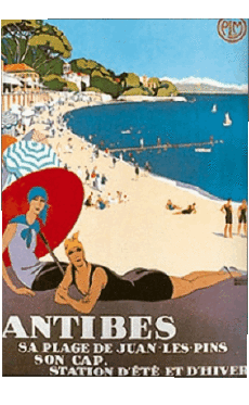 Antibes-Umorismo -  Fun Poster retrò - Luoghi France Cote d Azur Antibes