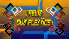 Mensajes Español Feliz Cumpleaños Abstracto - Geométrico Fondo animado 002 