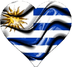 Drapeaux Amériques Uruguay Coeur 