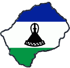 Bandiere Africa Lesotho Carta Geografica 