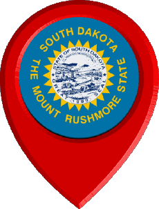 Drapeaux Amériques U.S.A - Etats Dakota du Sud Epingle de Localisation 