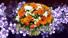Nachrichten Deutsche Alles Gute zum Geburtstag Blumen Animierter Hintergrund 003 