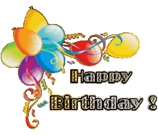 Mensajes Inglés Happy Birthday Balloons - Confetti 002 