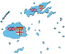 Bandiere Oceania Figi Carta Geografica 