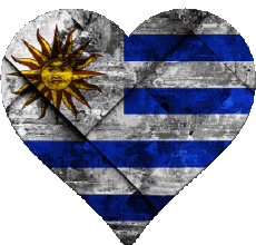 Flags America Uruguay Heart 