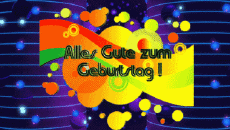 Messages Allemand Alles Gute zum Geburtstag Zusammenfassung - geometrisch Fond Animé 003 
