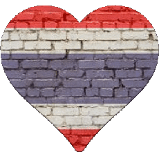 Drapeaux Asie Thaïlande Coeur 