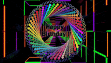 Mensajes Inglés Happy Birthday Abstract - Geometric Fondo animado 001 