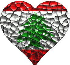 Drapeaux Asie Liban Coeur 