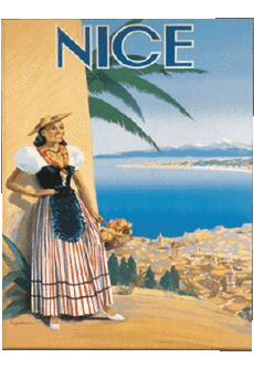 Nice-Umorismo -  Fun ARTE Poster retrò - Luoghi France Cote d Azur Nice
