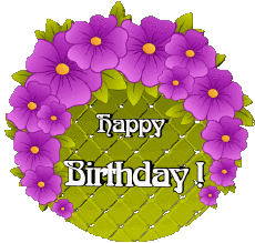 Messages Anglais Happy Birthday Floral Fond Transparent 019 