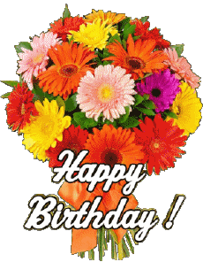 Mensajes Inglés Happy Birthday Floral Fondo transparente 003 