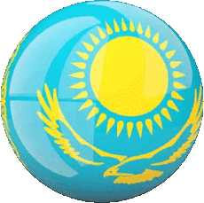 Drapeaux Asie Kazakstan Rond 