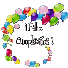 Messages Espagnol Feliz Cumpleaños Globos - Confeti 012 