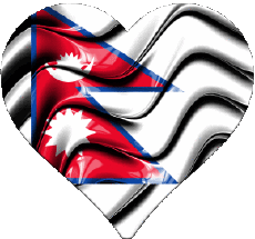 Drapeaux Asie Népal Coeur 