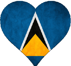 Drapeaux Amériques Sainte Lucie Coeur 