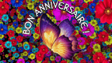 Mensajes Francés Bon Anniversaire Papillons Fondo animado 002 