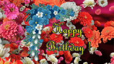 Messages Anglais Happy Birthday Floral Fond Animé 001 