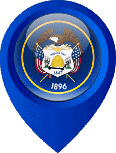 Banderas América U.S.A - Estados Utah Marcador de ubicación 