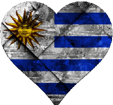 Flags America Uruguay Heart 