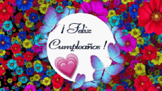 Messagi Spagnolo Feliz Cumpleaños Mariposas Sfondo animato 002 