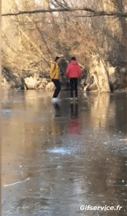 Humor -  Fun MENSCHEN Auf dem Eis Scheitern 