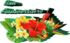 Messages French Bon Anniversaire Floral Transparent Background 001 