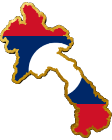 Fahnen Asien Laos Karte 