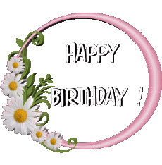 Messagi Inglese Happy Birthday Floral Sfondo trasparente 021 