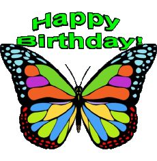 Mensajes Inglés Happy Birthday Butterflies Fondo transparente 002 