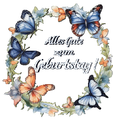 Mensajes Alemán Alles Gute zum Geburtstag Schmetterlinge 007 