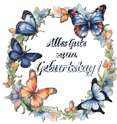 Messages German Alles Gute zum Geburtstag Schmetterlinge Transparent Background 007 