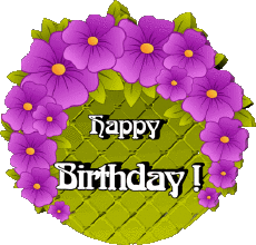 Messagi Inglese Happy Birthday Floral Sfondo trasparente 019 