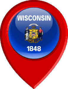 Flags America U.S.A - States Wisconsin Location Pin 