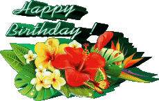Mensajes Inglés Happy Birthday Floral Fondo transparente 001 