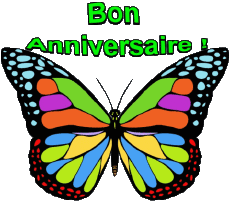 Messages French Bon Anniversaire Papillons Transparent Background 002 