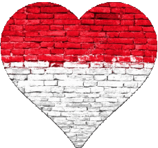 Banderas Asia Indonesia Corazón 
