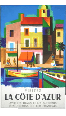 Humor -  Fun Retro Posters - Places France Cote d Azur 
