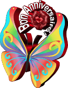 Messages Français Bon Anniversaire Papillons Fond Transparent 003 