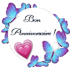 Messages French Bon Anniversaire Papillons Transparent Background 010 