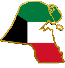 Bandiere Asia Kuwait Carta Geografica 