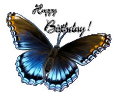 Messages English Happy Birthday Butterflies Transparent Background 006 
