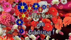 Mensajes Alemán Alles Gute zum Geburtstag Blumen Fondo animado 004 